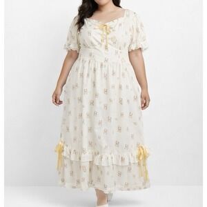 Scarlet Darkness Cottage Babydoll Dress 2XL Floral Romantic Coquette Midi Ruffle